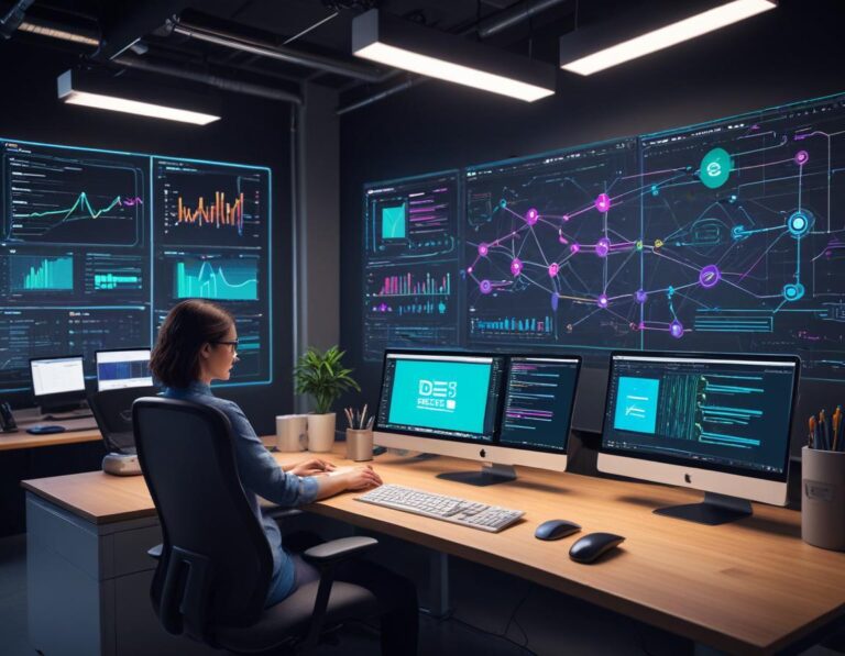 นักวิศวกร หลากหลาย เชื้อชาติ ทำงาน ใน พื้นที่ ทันสมัย แสดง เวิร์กโฟลว์ เรียลไทม์ ด้วย n8n บน จอ สาม