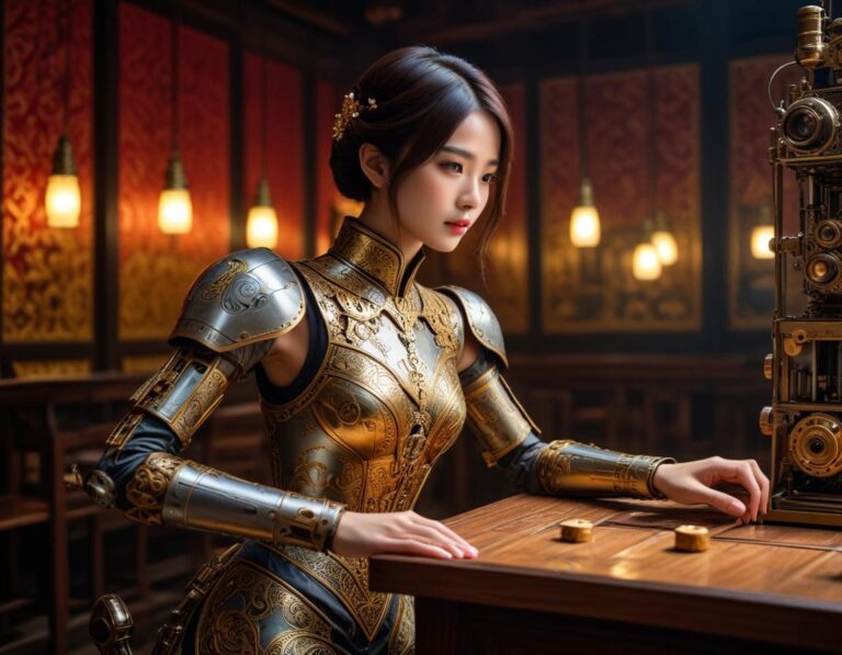 หุ่นยนต์ อัตโนมัติ ใน ครัว ชง กาแฟ กาต้มน้ำ ทองเหลือง ส่ง ไอน้ำ โต๊ะ เคาน์เตอร์ มี คนอ่าน