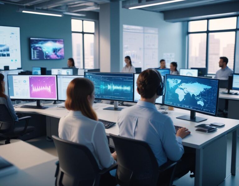 ทีมงาน หลากหลาย ร่วม โต๊ะ กระจก ใน สำนักงาน สว่าง AI และ หุ่นยนต์ ระบบ อัตโนมัติ ทำงานร่วมกัน.